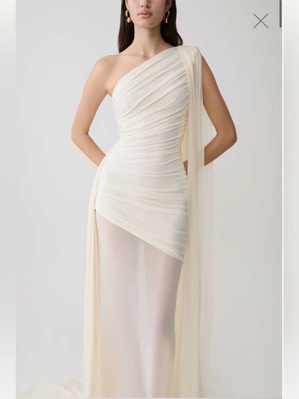 NWT Meshki Asher slinky one shoulder dress in ivory size small